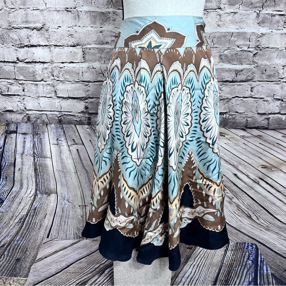 Silk Coldwater Creek Silk  Womens Silk Floral Midi Aline skirt lined size medium